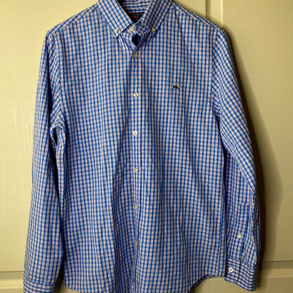 Vineyard Vines Slim Fit Whale Checkered Shirt Sz S